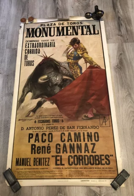 Vintage. Véritable Affiche De 1971 CORRIDA EL CORDOBES, PACO CAMINO, RENE GANNAZ