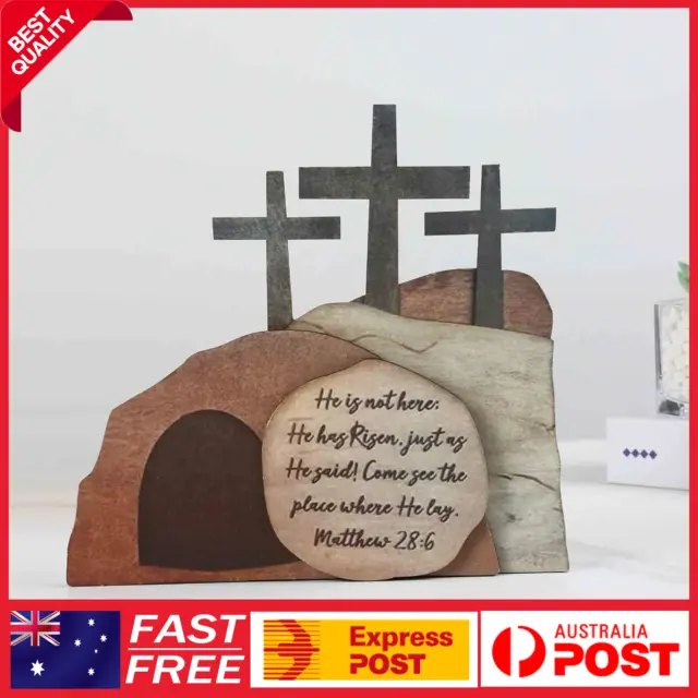 Fun Easter Decorations Religious-Easter Nativity, Wooden Cross Empty Tomb-Statue