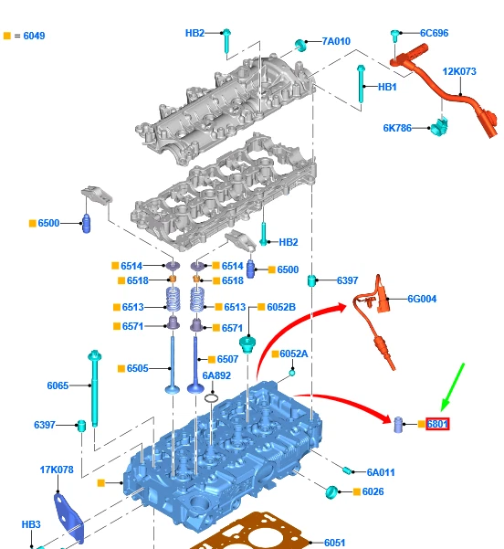 FORD FOCUS MK4 Zylinderkopf-Steuerventil 3M5Q-6801-AA 1257368 NEUES ...