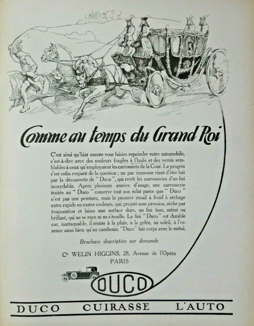 Publicité De Presse 1926 Duco Email A Froid Votre Carrosserie Automobile