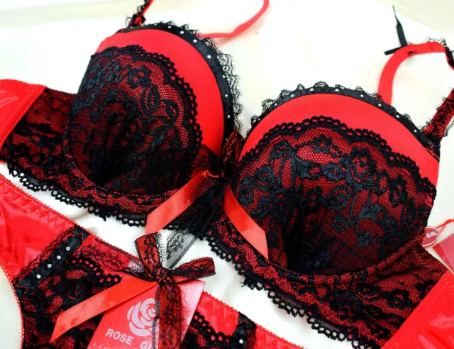 SEXY BRA SET Lace Red Black Ladies Underwear Sets Lingerie Push Up