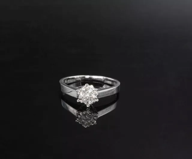 585/14kt or Blanc Anneau, avec Diamants 0,14ct, Gr. 55, Bon État