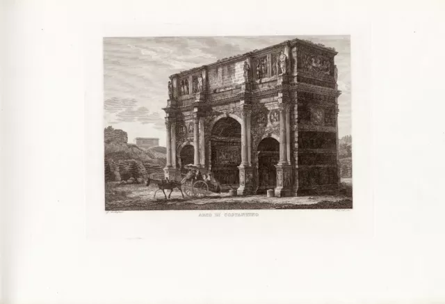 ARCO DI COSTANTINO, ROMA , di  G. COTTAFAVI , grande incisione su rame,  1840