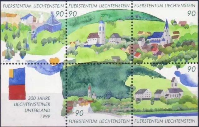 1999 Liechtenstein N º 1136/1140 ** Pueblos & Clochers, Mi. 1195/99 Sc# 1138 Sin