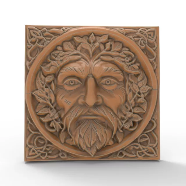 STL File Green Man Garden Sculpture Model Relief 3D Printer CNC Carving Router