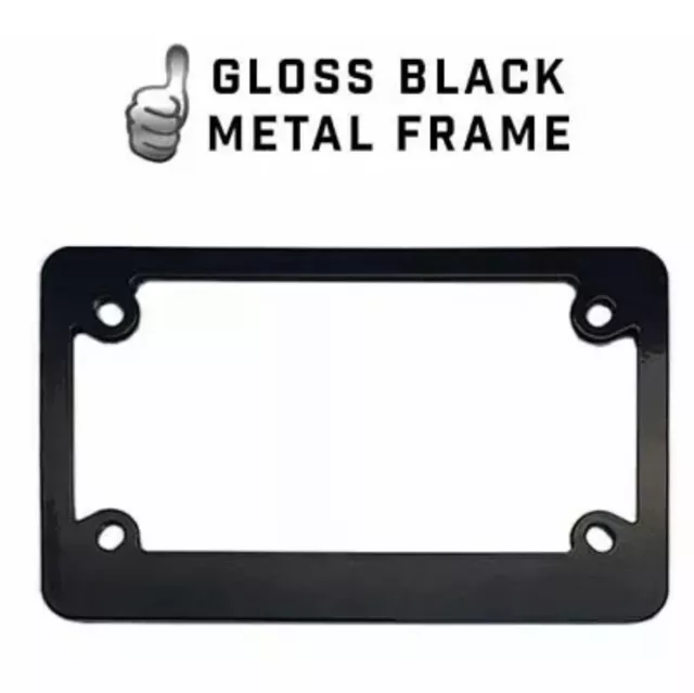 Premium Vivid Black Metal Sport License Plate Tag Frame For Motorcycle Scooter