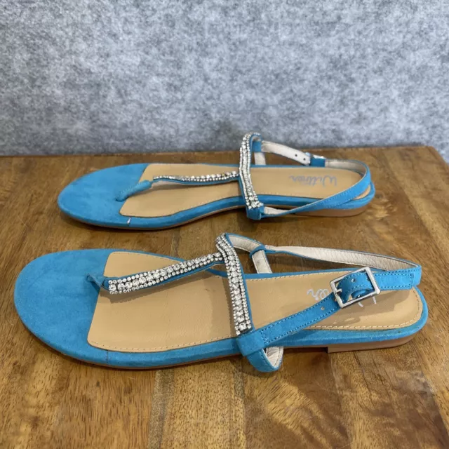 Wittner Women's Retro Aqua blue embellished flat strappy sandal shoes 36/5.5/3.5