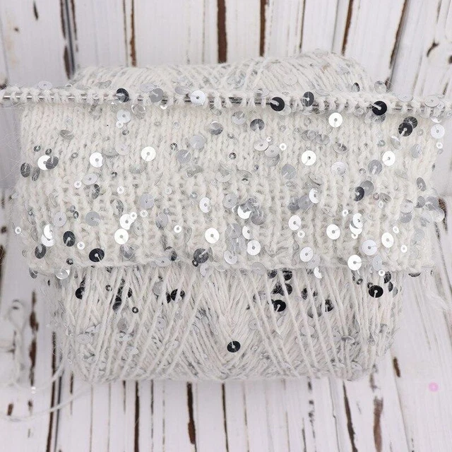 Long Mink Sequins Yarns 3mm+6mm Knitting Scarf Wool Yarn Sewing Crafts 50g/110m