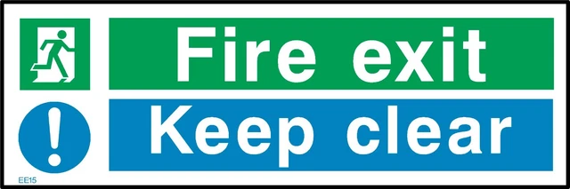 FIRE EXIT KEEP Clear Sign or Sticker - All Materials & Sizes (EE15) £1. ...