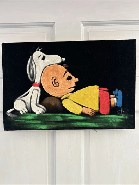 VINTAGE 70S VELVET Art Snoopy Stupid Bird JPN Exclusive Import