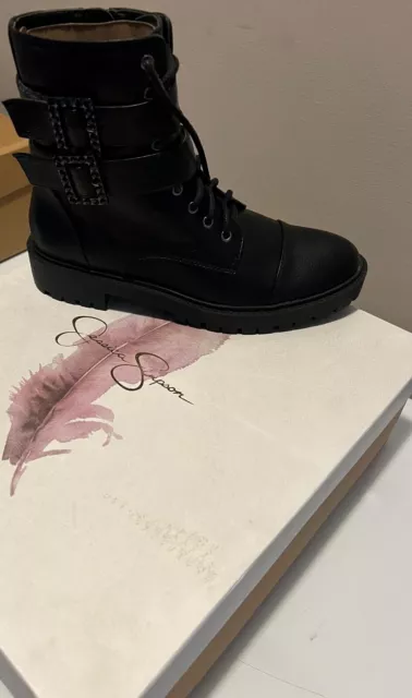 Jessica Simpson Kerina Black Combat Boots Size 7  M woman's $129 Retail