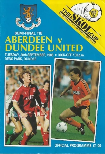 Aberdeen v Dundee United Scottish League Cup Semi Final 20th Sept 1988