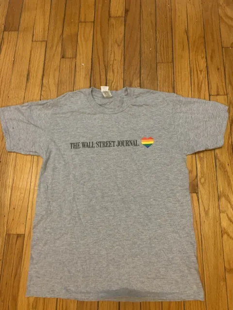 Wall Street Journal Pride Shirt Medium Grey Gray Newspaper Heart