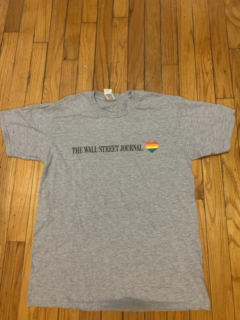 Wall Street Journal Pride Shirt Medium Grey Gray Newspaper Heart