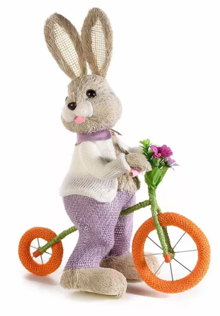 Osterhase mit Fahrrad 35 cm hoch Strohosterhase Naturfaserhase Osterdekoration