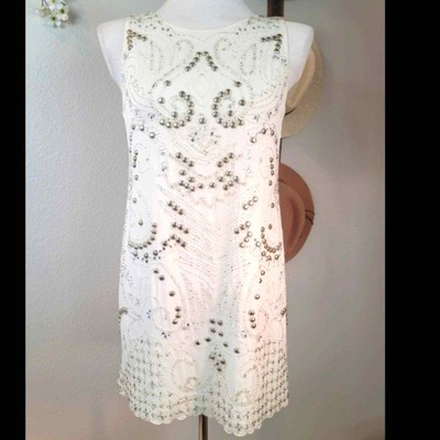 Alice + Olivia Silk Sequins And Studs Cocktail Dress Women's Size Small Petite