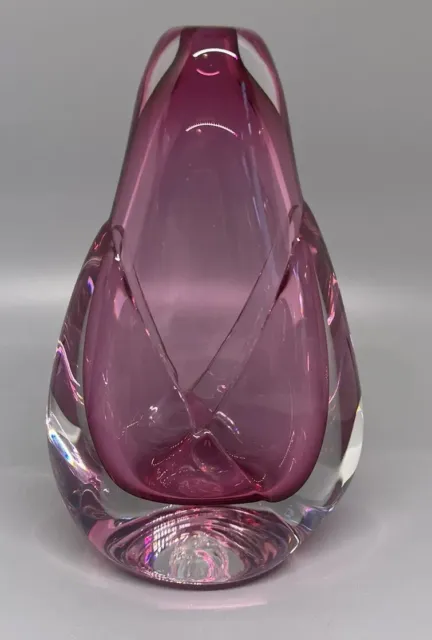 Czech Art Glass Pink Bud Vase Handblown 5”