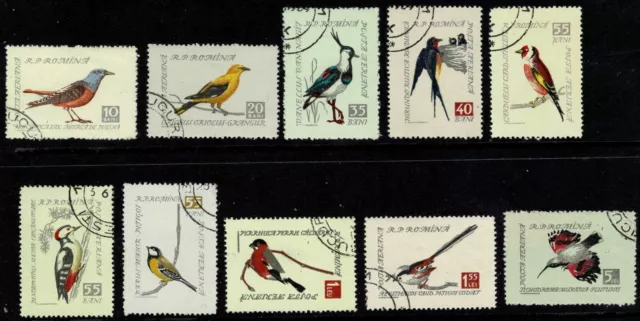 Romania 1959 Airmail - Song Birds - Complete Set Of Ten Stamps - MLH / CTO