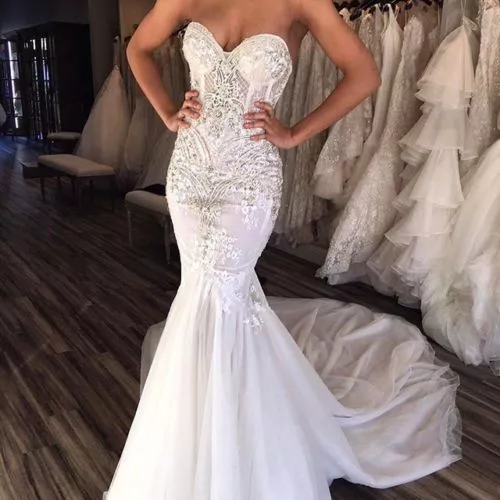 Sweetheart White/Ivory Mermaid Lace Wedding Dress Bridal Gown Custom 4 6 8 10 ++ 3