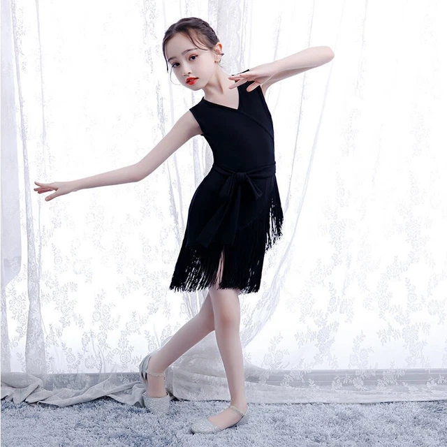 Ragazza Bimbi Bambini Latino Danza Abito Salsa Tango senza Maniche Nappa per la
