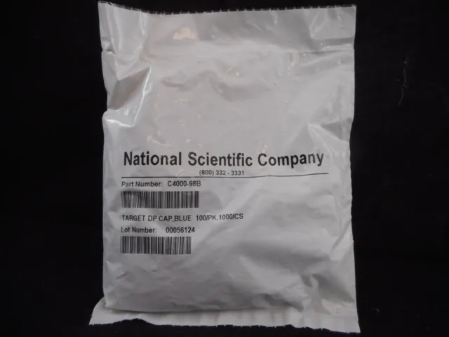 NATIONAL SCIENTIFIC Plastic Target DP Blue Cap Open Top 100/Pack C4000-98B