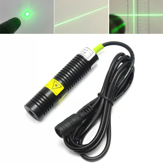 Industrial/Lab 532nm 10mW Green Bright Dot Line Cross Laser Module 5V 18x75mm