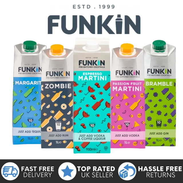 FUNKIN COCKTAIL MIXERS 1L Easy Serve Mix Cartons FREE Shipping Multi