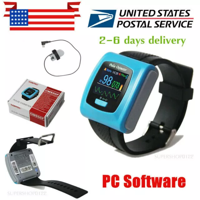 USA CONTEC CMS50F Wrist Watch,Pulse Rate,Oximeter,PR Blood Oxygen spo2 probe FDA