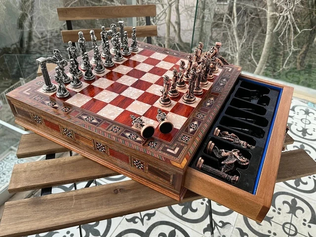 Jeu d'échecs de luxe haut de gamme en bois massif, pièces d'échecs Staunton scul Jeu d'échecs de luxe haut de gamme en bois massif, pièces d'échecs Staunton scul