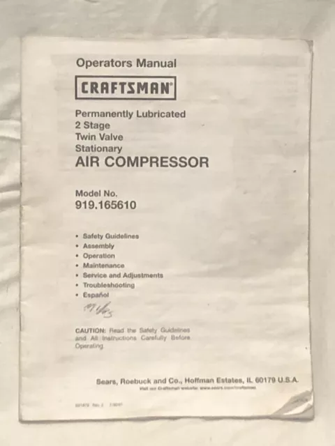 Vintage Craftsman Oilless air compressor paint sprayer tool model 283.1430