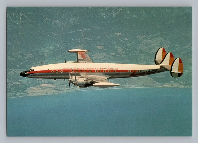 Aviation Airplane Postcard Iberia Lineas Airlines San Juan EC-AMP Lockheed Q2