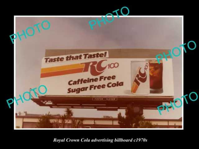 OLD 8x6 HISTORIC PHOTO OF RC ROYAL CROWN COLA ADVERTISING BILLBOARD c1970s 2