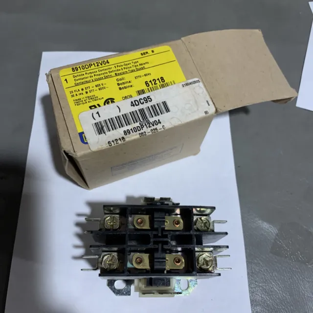 Square D 8910DP12V04 Contactors, 20 Amp, 600 Volt, 2 Pole, 277 VAC Coil, NEW NOS