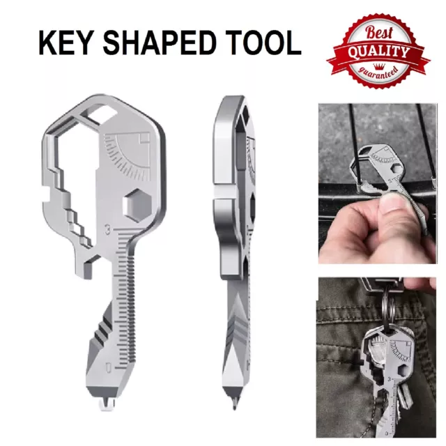 24 in 1 Multi-tool Key Shaped Pocket Keychain Bottle Opener Wrench Ruler Tools