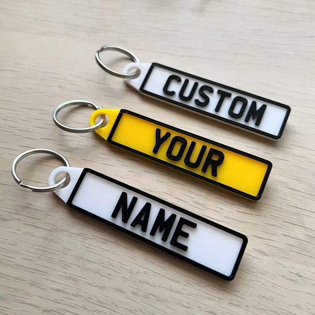 Custom 3D Number Plate Keyring, Personalised Name Keyring