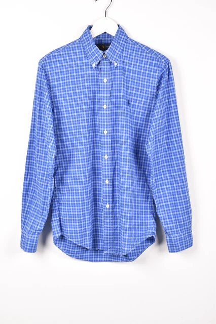 Ralph Lauren Slim Fit Cotone Elasticizzato Quadri Uomo Camicia TAGLIA S