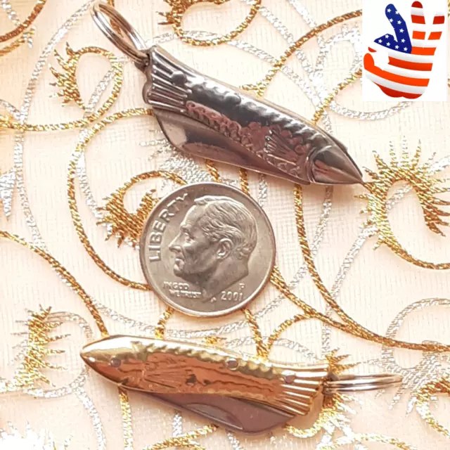 Folding Mini Pocket Knife Fish Shape Keychain Pendant Camping Fishing Tool Knife