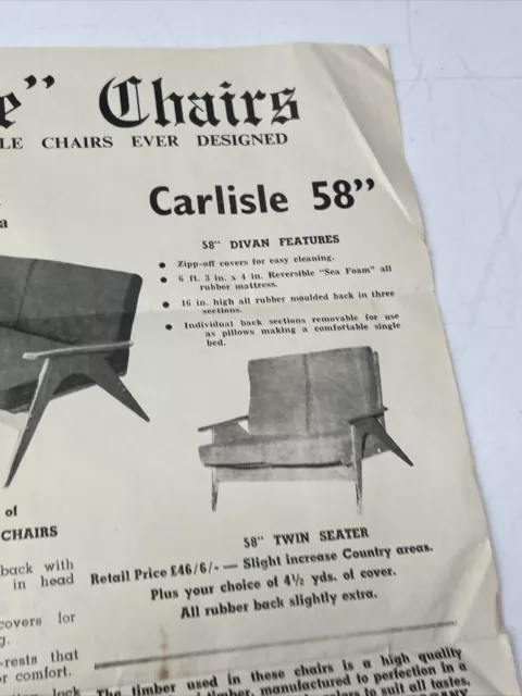 Vintage Advertise Poster Retro Furniture Mid Century Lounge Chair Carlisle 3