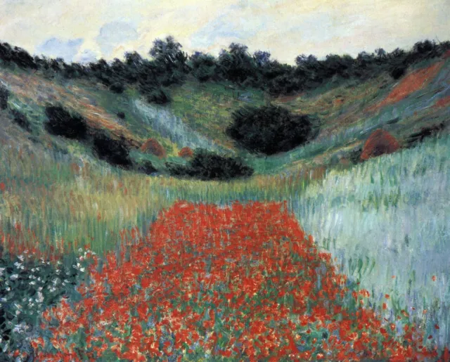 Poppy field in Giverny by Claude Monet Giclee Fine Art Print Repro on Canvas