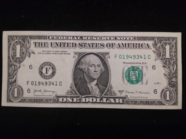 $1 Ink Well Contamination Error One Dollar Bill