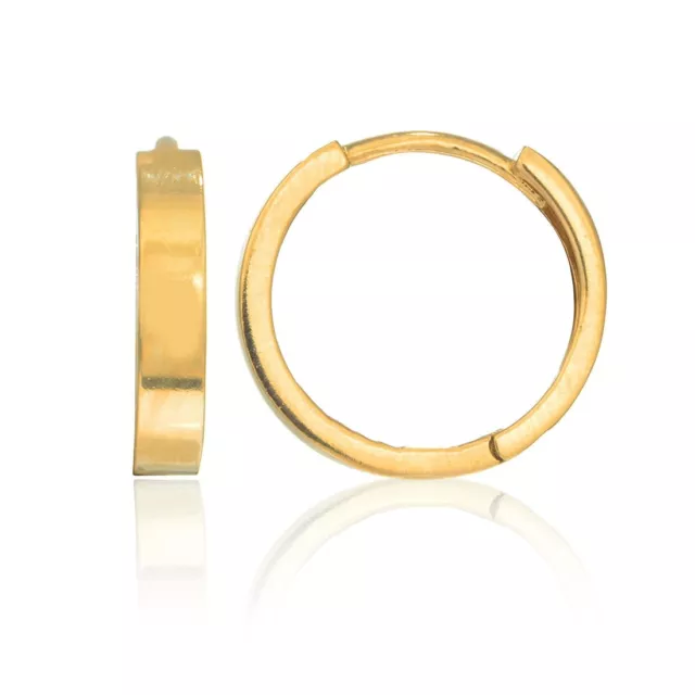 14K Echt Gelbgold Rund Huggies Reifen Reifen Ohrringe 14 mm