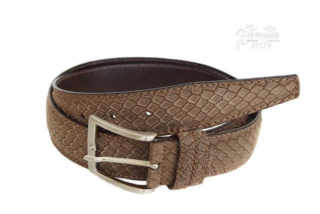 Ceinture Femme Vintage En Véritable Reptile - Tour De Taille 86 Cm, Marron, Marque GB