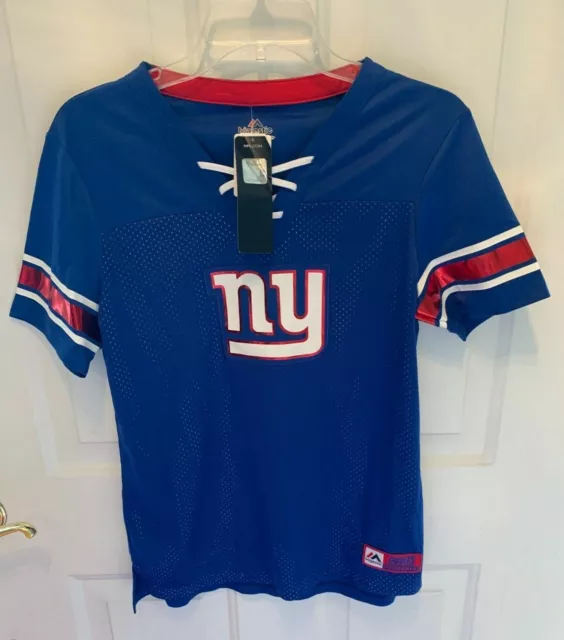 NWT Majestic Women’s New York Giants NFL Football Jersey Medium Blue & Shiny Red