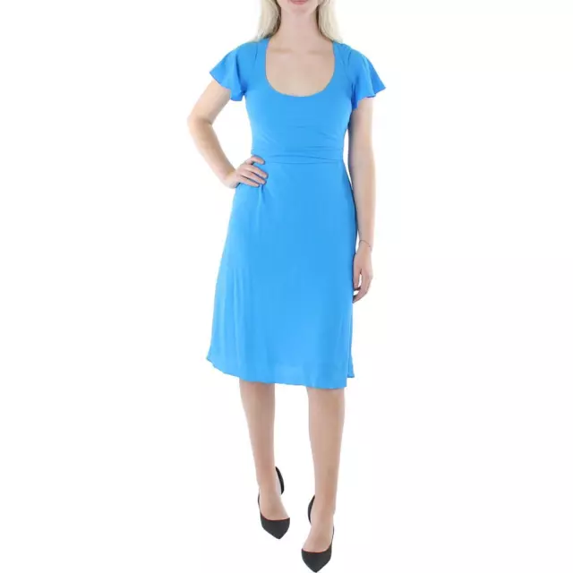 Lauren Ralph Lauren Womens Scoop Neck Knee-Length Belted Midi Dress BHFO 2345