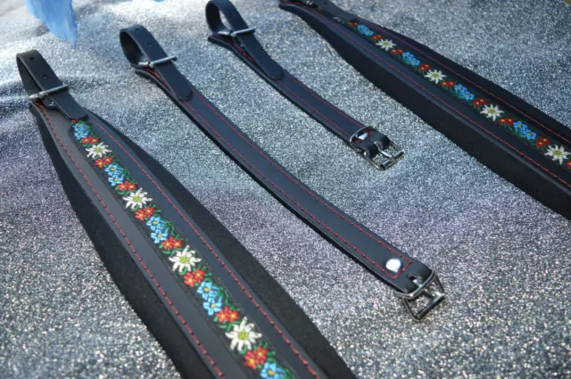 Accordion straps shoulder professional genuine leather and velvet 8cm FOLK 2