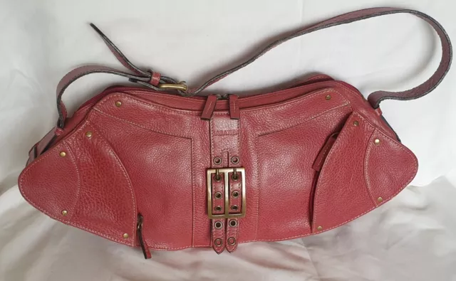 Sac "SABATIER" en Cuir Grainé Framboise - TBE