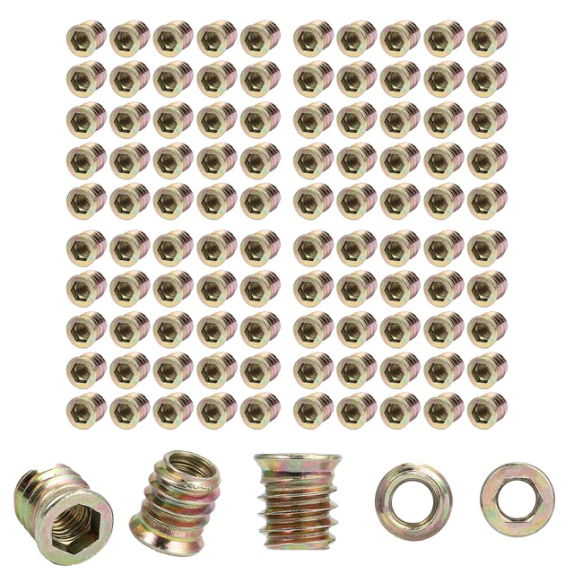100X Vis D'Entraînement Hexagonale Insert Fileté Type D Écrou Pour Bois M8/M6*15