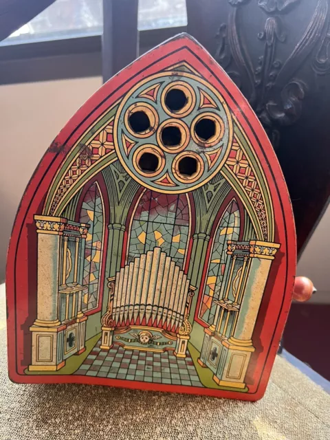 Vintage Chein Chapel Cathedral Metal Wind Up Toy Music Box