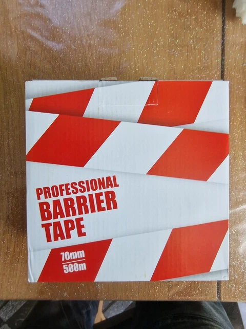 Nastro barriera professionale in scatola 70 mm per 500 m rosso/bianco