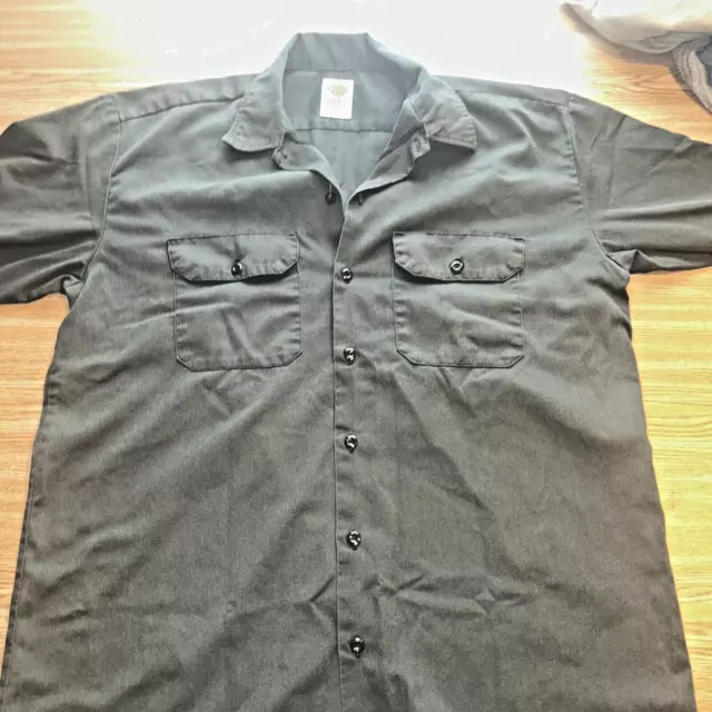 Dickies Shirt Mens LT Tall Gray Twill Button Up Short Sleeve Work Uniform